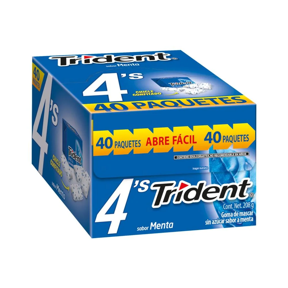 CHICLE TRIDENT 4"S MENTA C/40