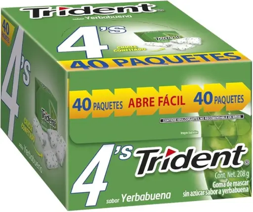 CHICLE TRIDENT 4"S YERBABUENA C/40